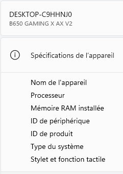 nom de la carte mére