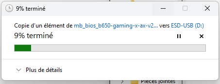 Une fois la clé USB formater tu peut glisser ton BIOS décompresser dans la clef USB